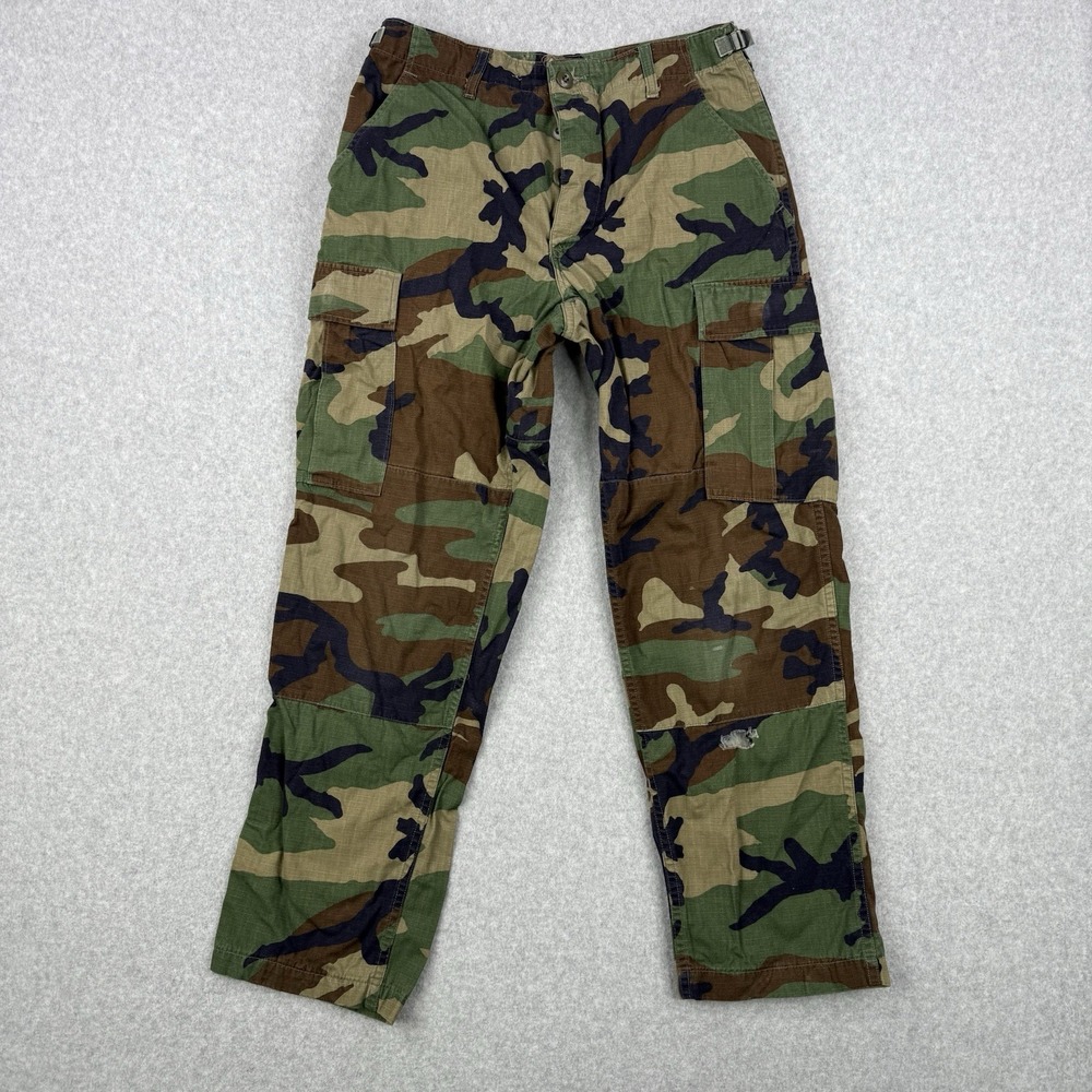 Vintage Military Pants Mens Small Short Woodland Camo 90s Hot Weather Combat BDU